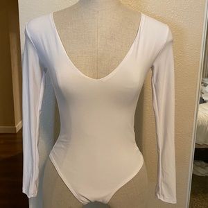 Basic white long sleeve body suit